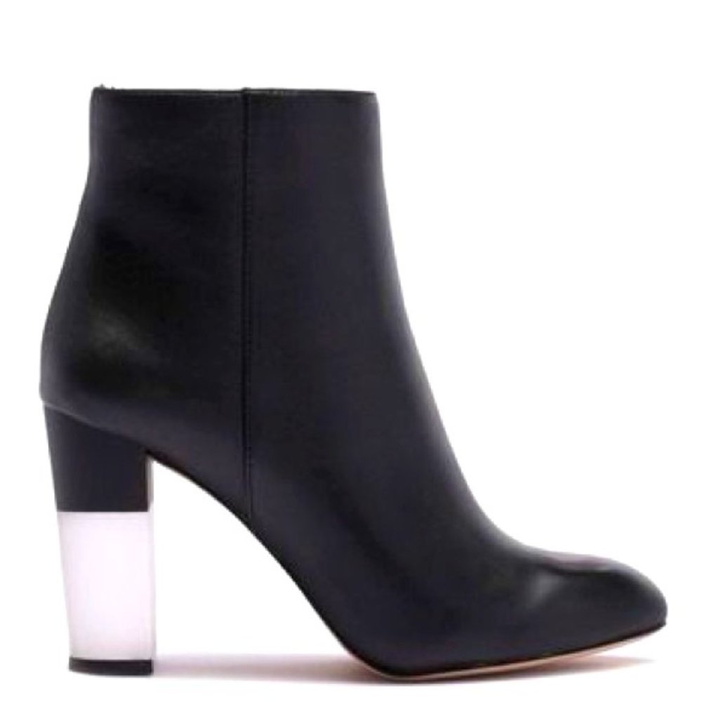 ENZO ANGIOLINI Hadie Black Leather Lucite Block Heel Booties sz 40